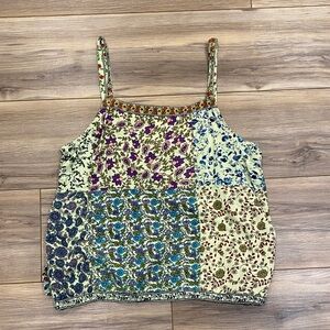 Patchwork Floral Spaghetti Strap Camisole - Multi